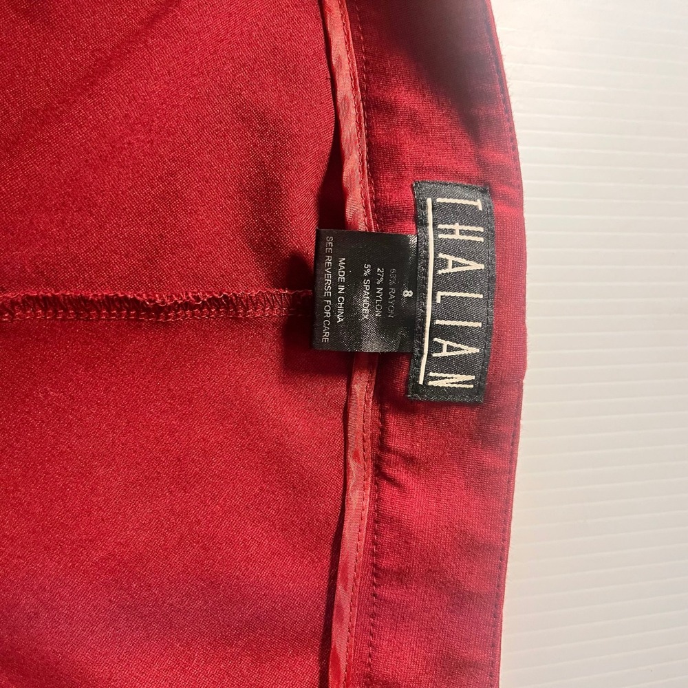 Thalian Womens Burgundy Red Slim Fit Ponte Knit Ankle Dress Pants Size 8 - Picture 7 of 7